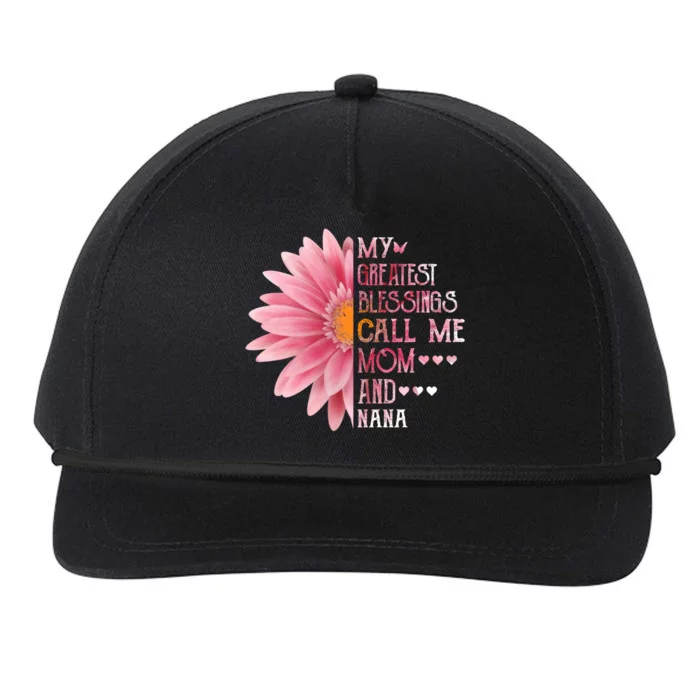 Sunflower My Greatest Blessings Call Me Mom And Nana Gift Snapback Five-Panel Rope Hat