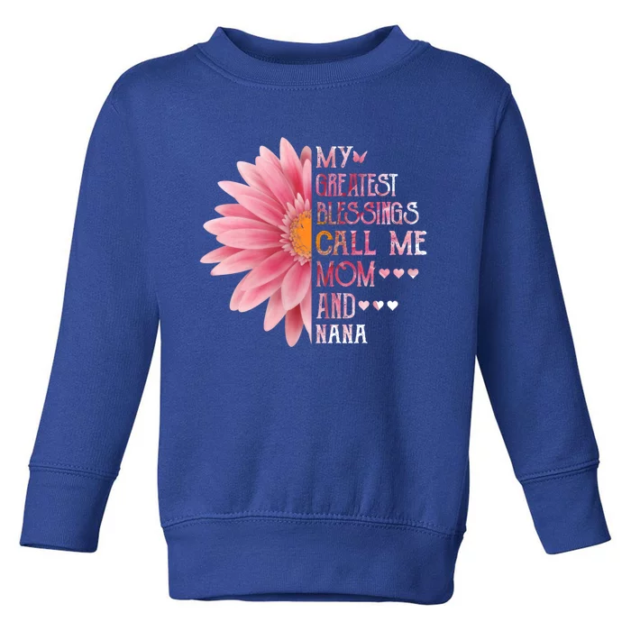 Sunflower My Greatest Blessings Call Me Mom And Nana Gift Toddler Sweatshirt