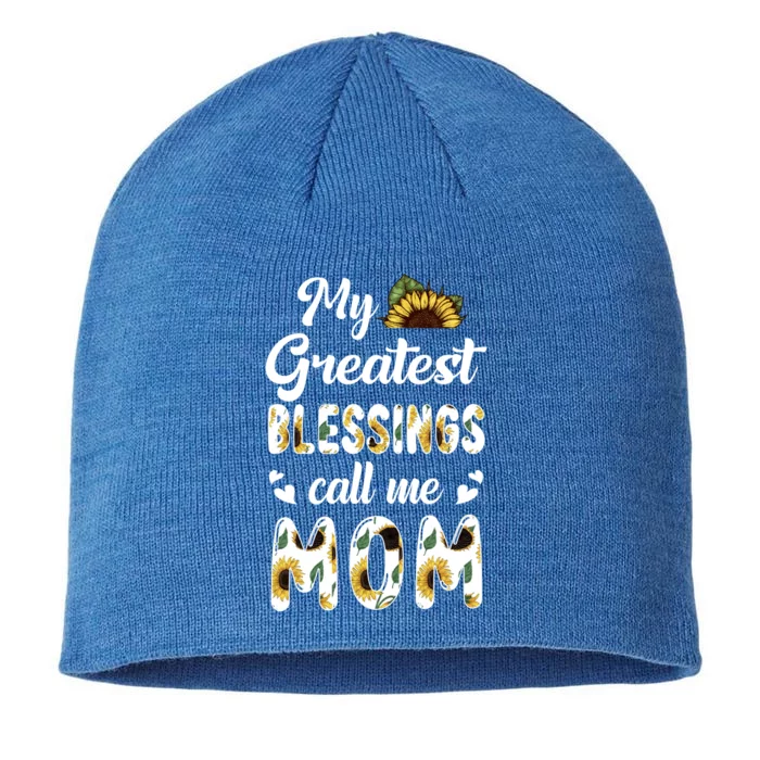 Sunflower My Greatest Blessings Call Me Mom Great Gift 8 1/2in Sustainable Knit Beanie