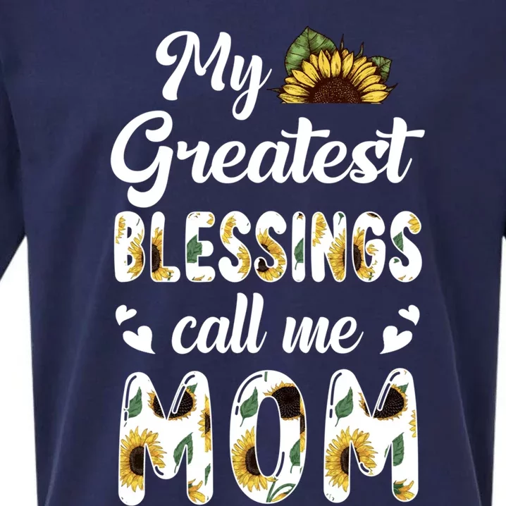 Sunflower My Greatest Blessings Call Me Mom Great Gift Sueded Cloud Jersey T-Shirt