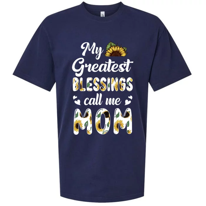 Sunflower My Greatest Blessings Call Me Mom Great Gift Sueded Cloud Jersey T-Shirt