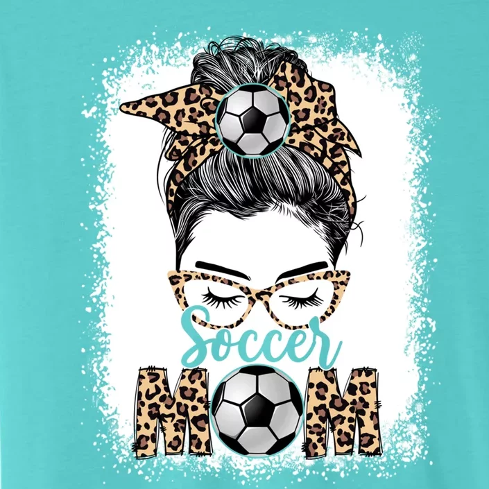 Soccer Mom Game Day Messy Bun Leopard Mothers Day Cute Gift ChromaSoft Performance T-Shirt