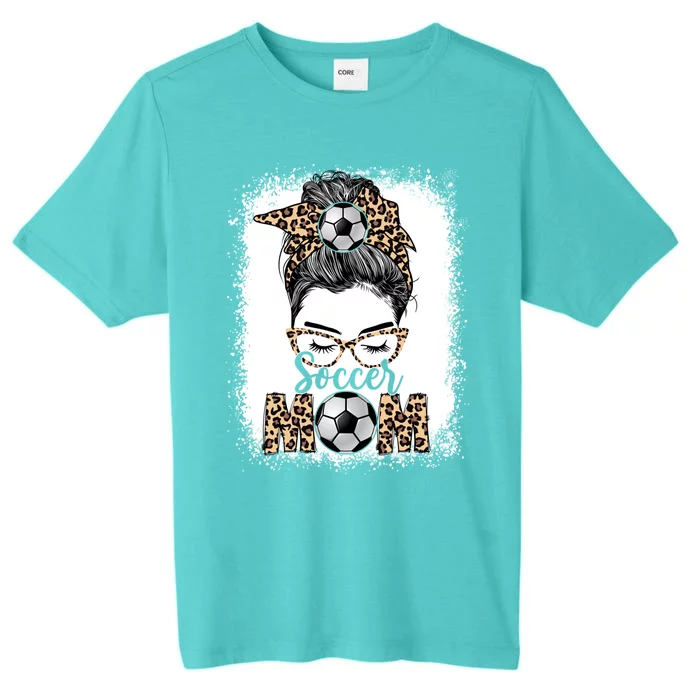 Soccer Mom Game Day Messy Bun Leopard Mothers Day Cute Gift ChromaSoft Performance T-Shirt