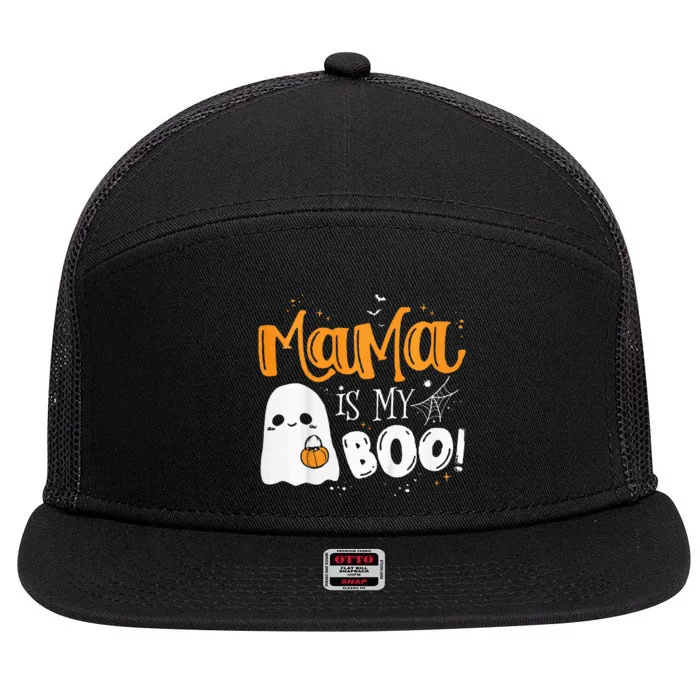 Spooky Mama Halloween Ghost Companion 7 Panel Mesh Trucker Snapback Hat