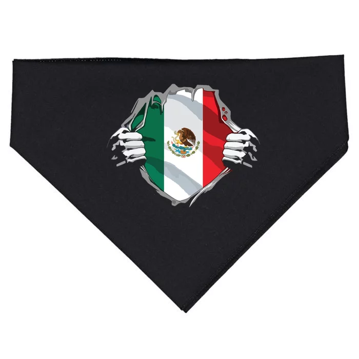 Super Mexican Heritage Proud Mexico Roots Flag USA-Made Doggie Bandana