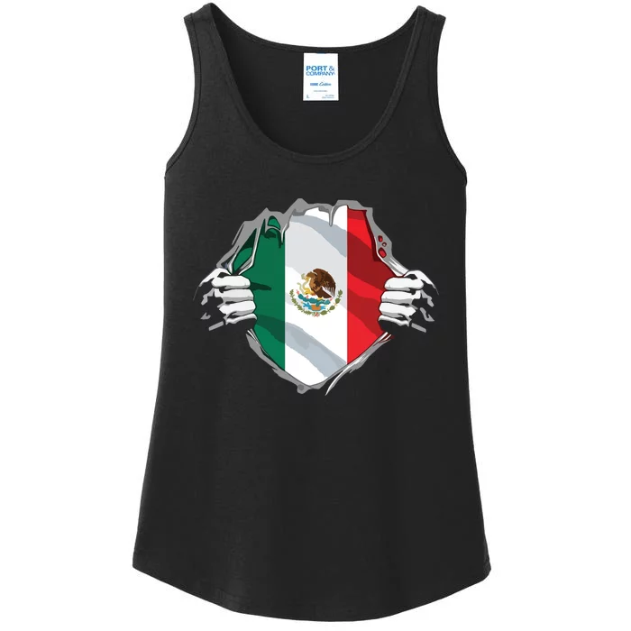 Super Mexican Heritage Proud Mexico Roots Flag Ladies Essential Tank