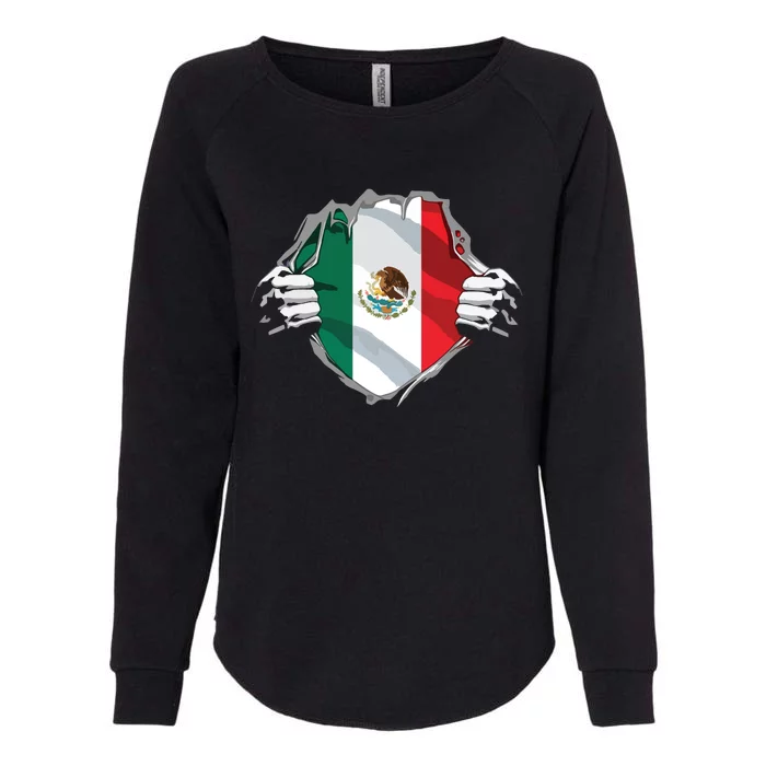 Super Mexican Heritage Proud Mexico Roots Flag Womens California Wash Sweatshirt