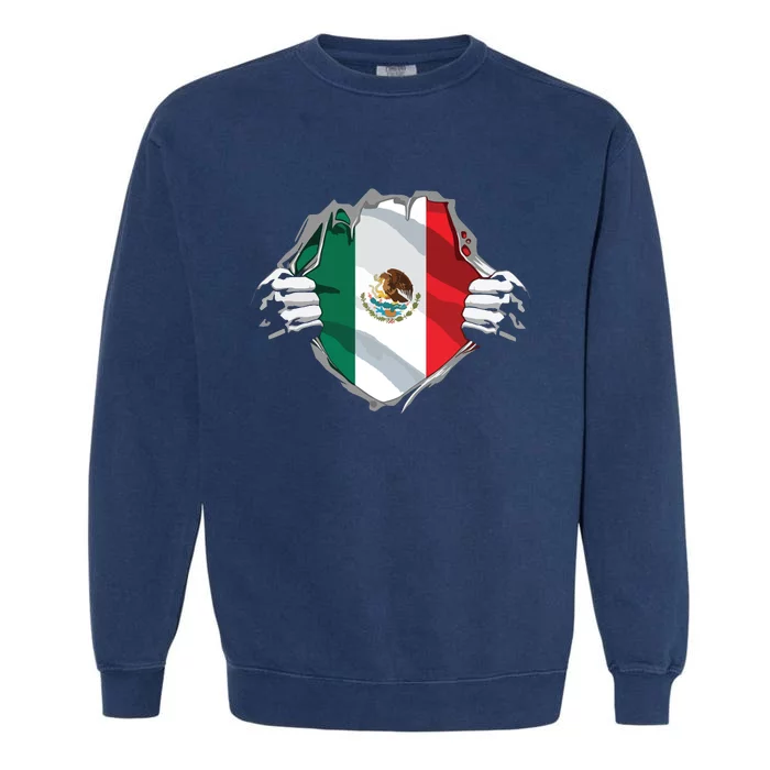 Super Mexican Heritage Proud Mexico Roots Flag Garment-Dyed Sweatshirt