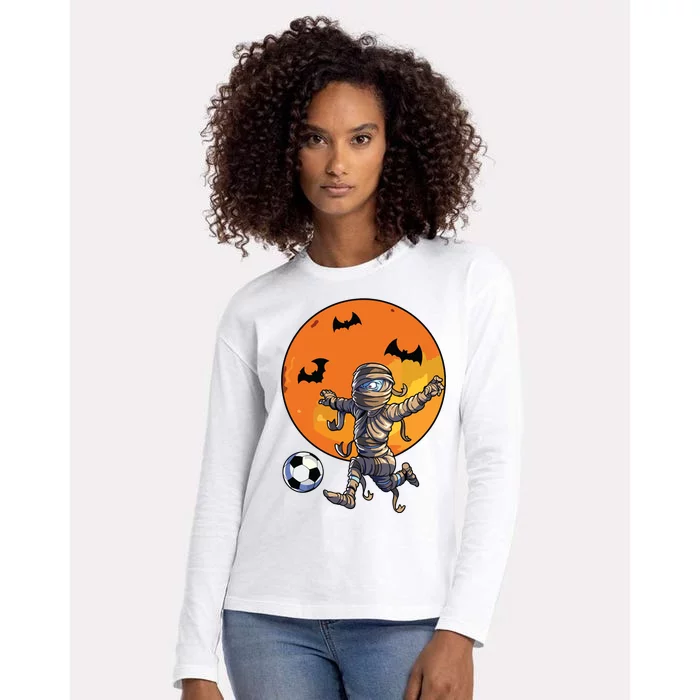 Soccer Mummy Halloween Boy Soccer Halloween Womens Cotton Relaxed Long Sleeve T-Shirt