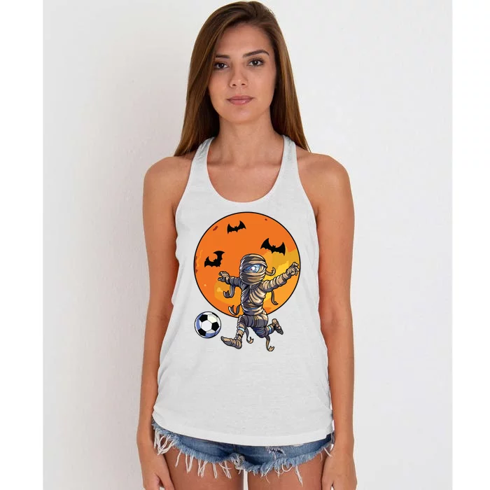 Soccer Mummy Halloween Boy Soccer Halloween Women's Knotted Racerback Tank