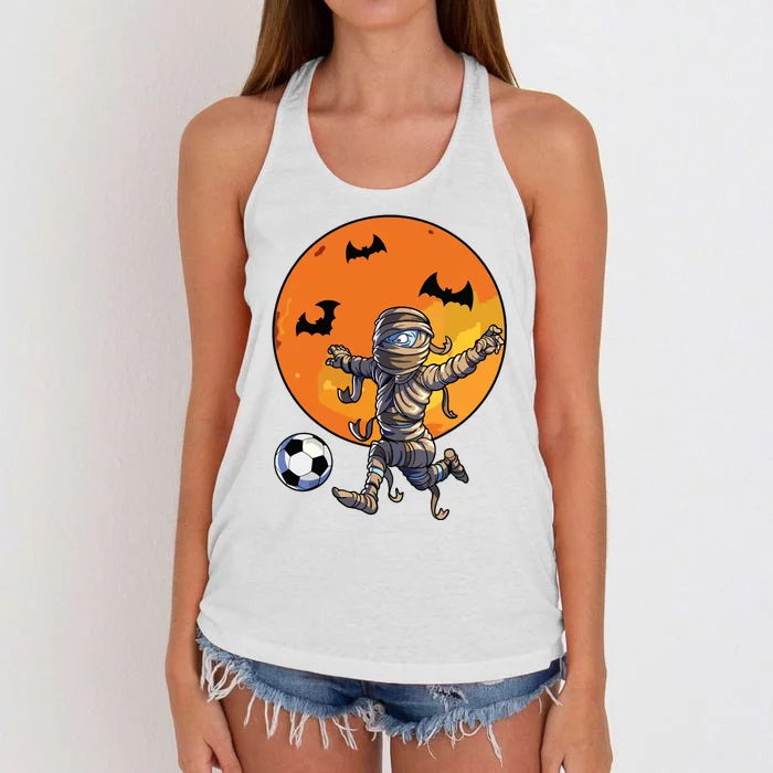 Soccer Mummy Halloween Boy Soccer Halloween Women's Knotted Racerback Tank