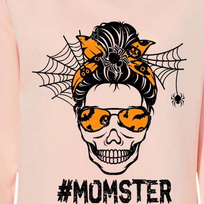 Skull Messy Hair Momster Halloween Skull Skeleton Costume Gift Womens California Wash Sweatshirt