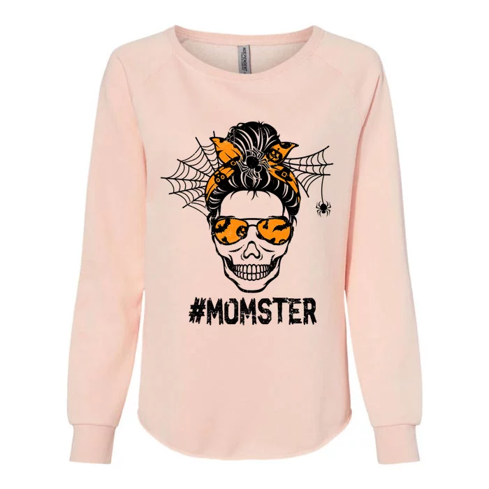 Skull Messy Hair Momster Halloween Skull Skeleton Costume Gift Womens California Wash Sweatshirt