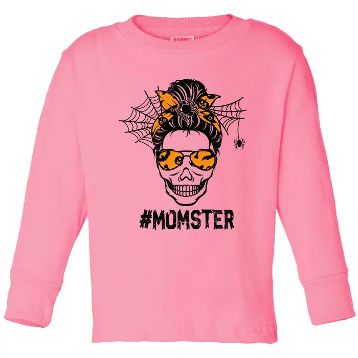 Skull Messy Hair Momster Halloween Skull Skeleton Costume Gift Toddler Long Sleeve Shirt