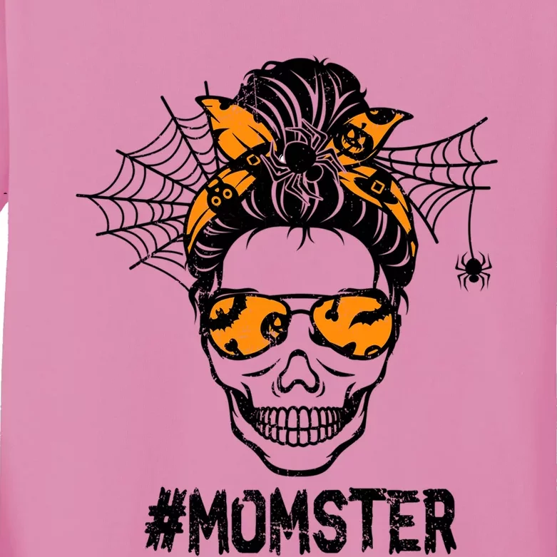 Skull Messy Hair Momster Halloween Skull Skeleton Costume Gift Kids Long Sleeve Shirt