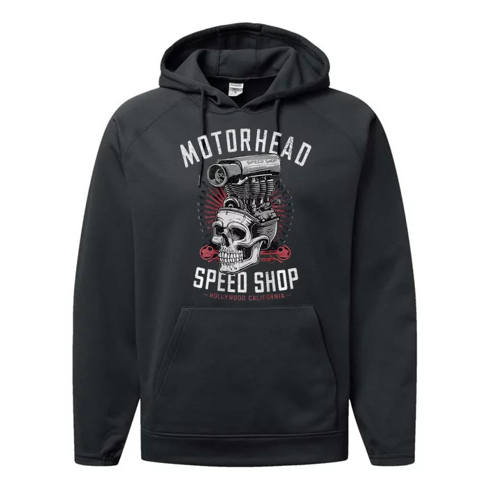 Skeleton Motor Head Speed Shop Hot Rod Mechanic Car Lover Performance Fleece Hoodie