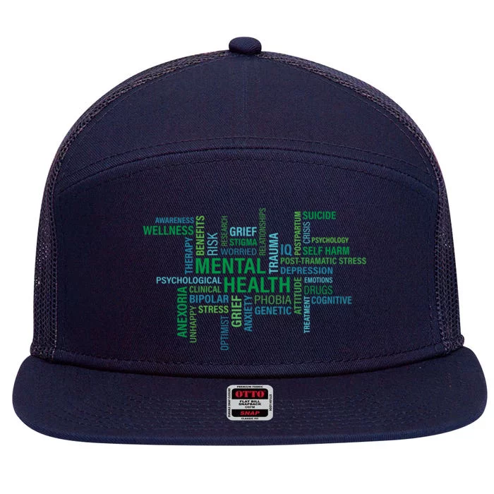 Support Mental Health Awareness Month 7 Panel Mesh Trucker Snapback Hat