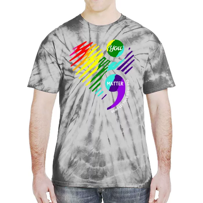 Semicolon Mental Health Awareness Tie-Dye T-Shirt