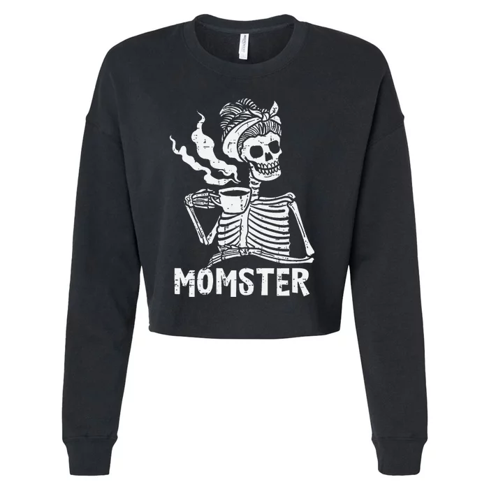 Spooky Momster Hilarious Halloween Coffee Mug for Moms Cropped Pullover Crew