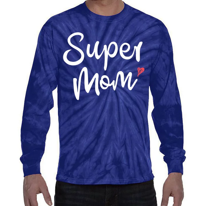 Super Mom Heart Cute Mother's Day Tie-Dye Long Sleeve Shirt