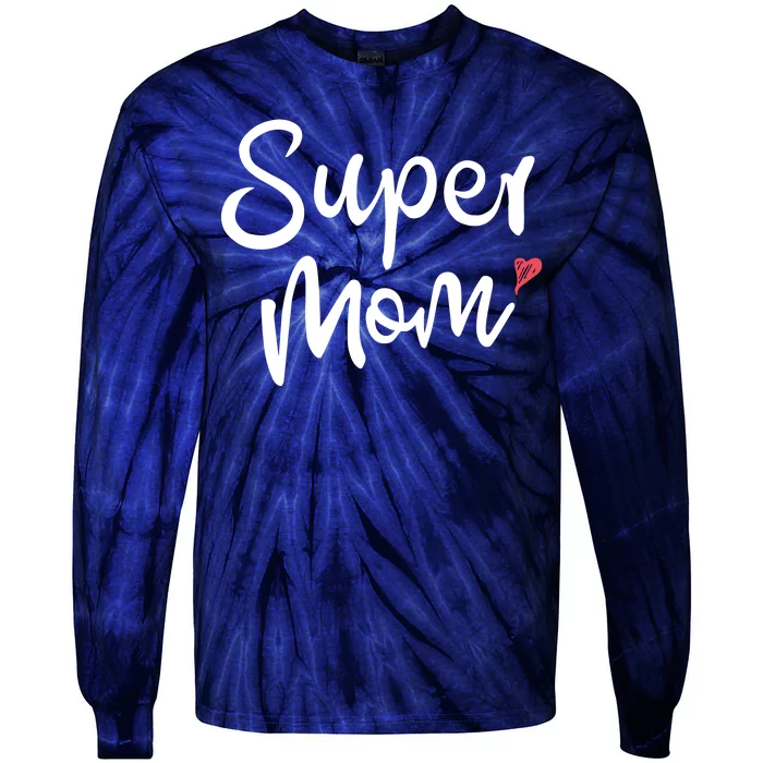 Super Mom Heart Cute Mother's Day Tie-Dye Long Sleeve Shirt