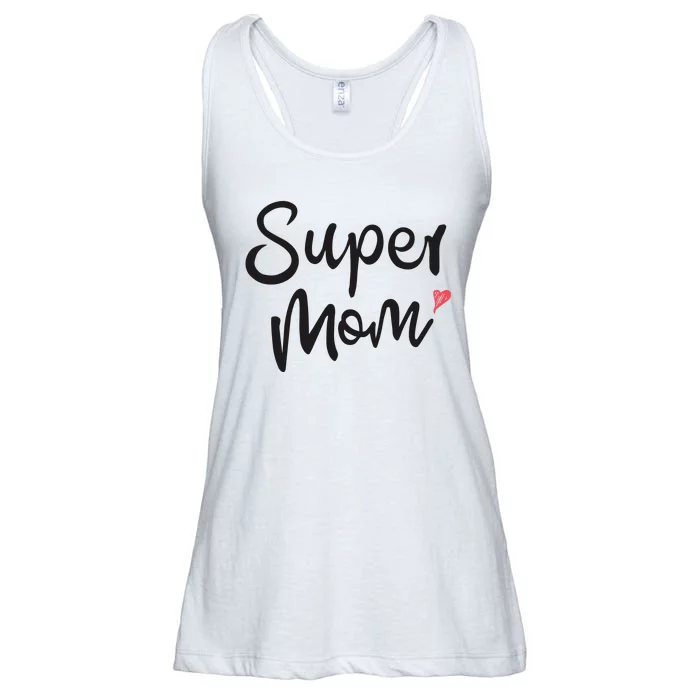 Super Mom Heart Cute Mother's Day Ladies Essential Flowy Tank