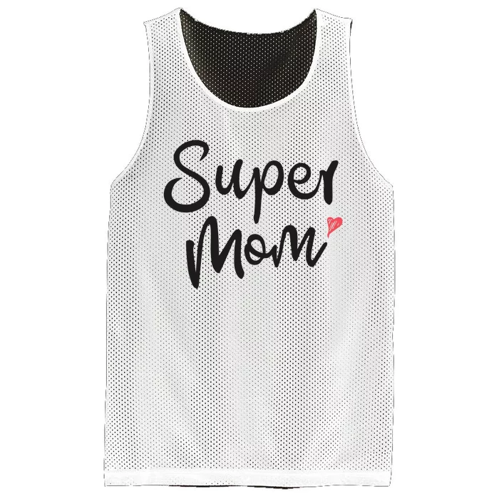 Super Mom Heart Cute Mother's Day Mesh Reversible Basketball Jersey Tank