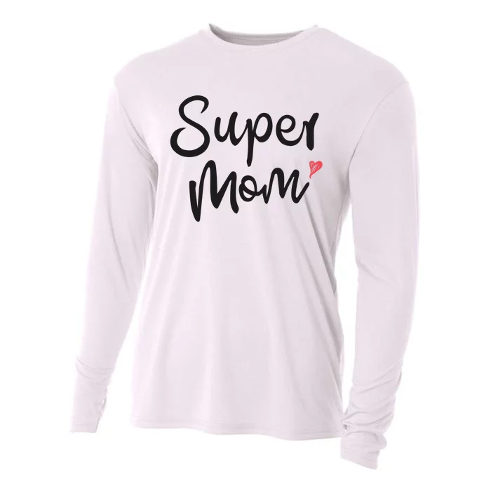 Super Mom Heart Cute Mother's Day Cooling Performance Long Sleeve Crew