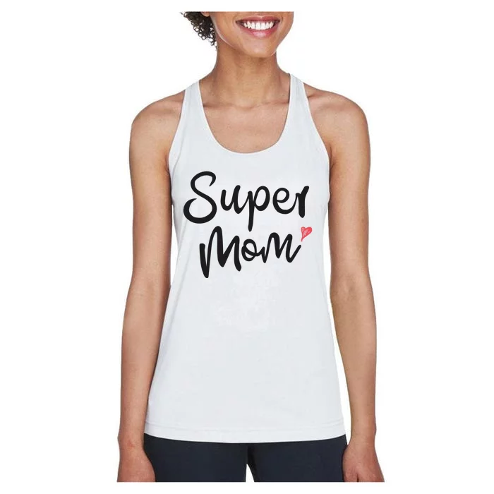 Super Mom Heart Cute Mother's Day Women's Racerback Tank