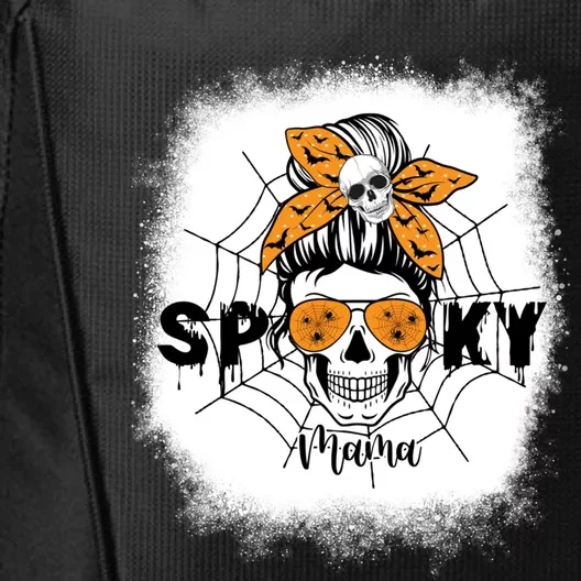 Spooky Mama Halloween Skull Messy Bun Witch Mom Gift City Backpack