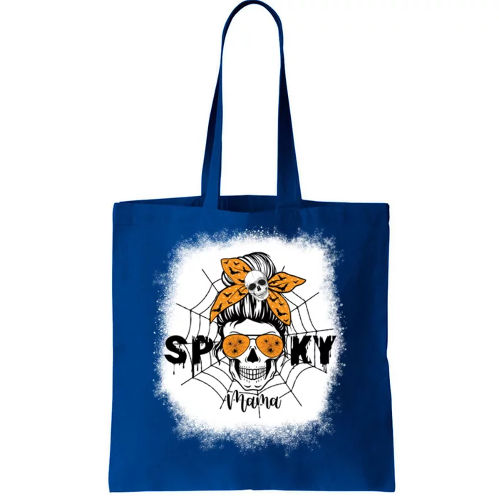 Spooky Mama Halloween Skull Messy Bun Witch Mom Gift Tote Bag