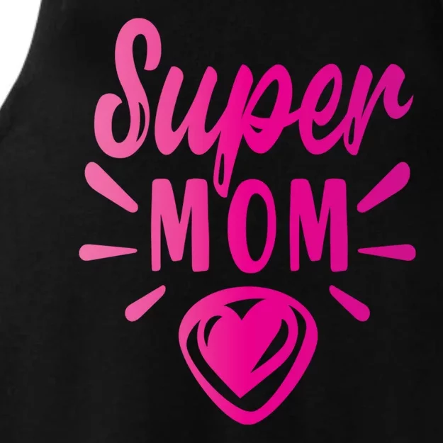 Super Mom Heart Gift Ladies Tri-Blend Wicking Tank