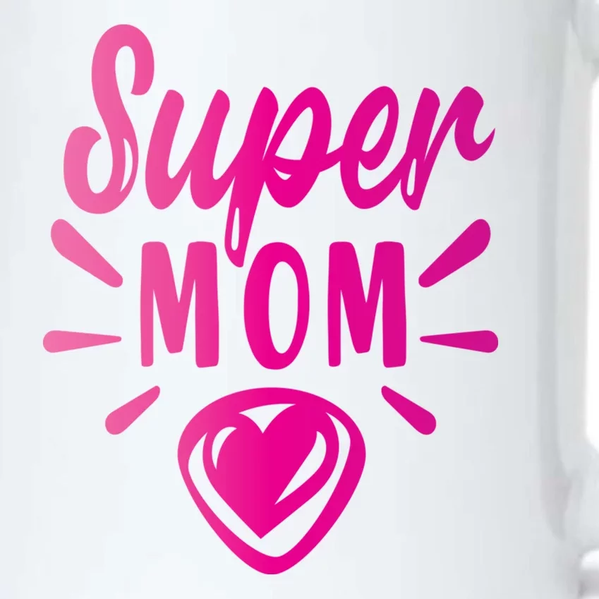 Super Mom Heart Gift Black Color Changing Mug