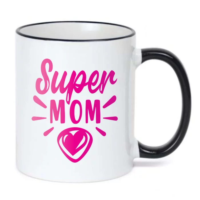 Super Mom Heart Gift Black Color Changing Mug