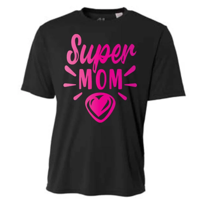 Super Mom Heart Gift Cooling Performance Crew T-Shirt