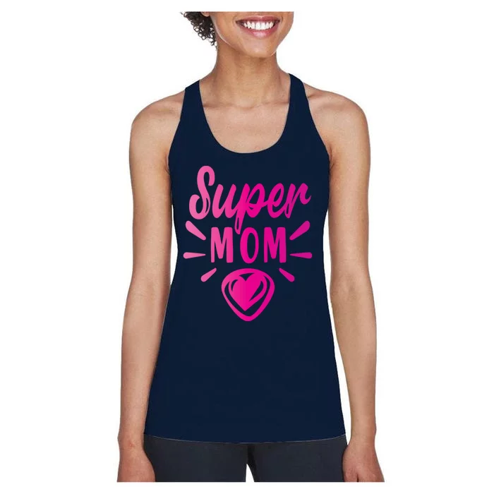 Super Mom Heart Gift Women's Racerback Tank