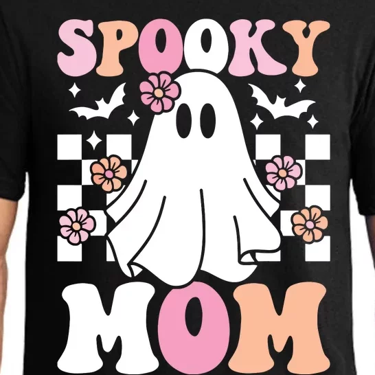 Spooky Mom Halloween Ghost Costume Retro Groovy Pajama Set