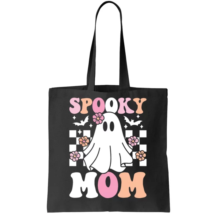 Spooky Mom Halloween Ghost Costume Retro Groovy Tote Bag