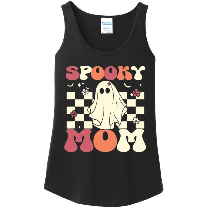 Spooky Mom Halloween Ghost Costume Retro Groovy Ladies Essential Tank