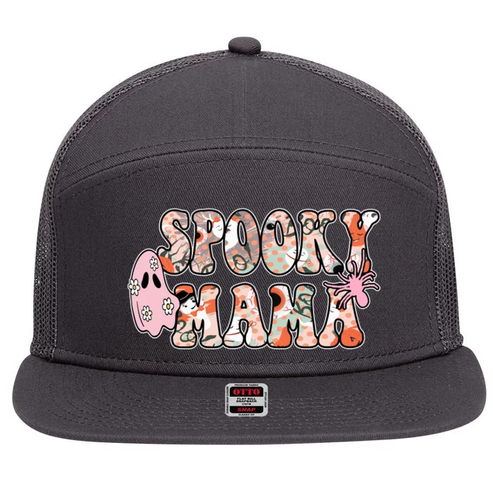 Spooky Mama Halloween Mom 7 Panel Mesh Trucker Snapback Hat