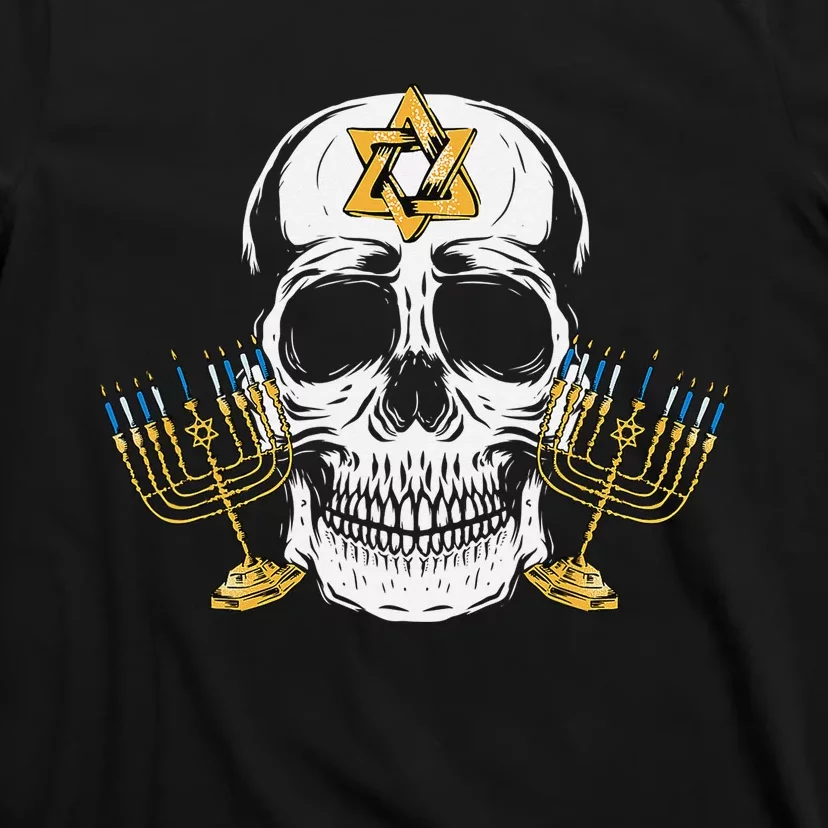 Skull Menorah Hanukkah Cool Skeleton Chanukah Jewish Holiday T-Shirt