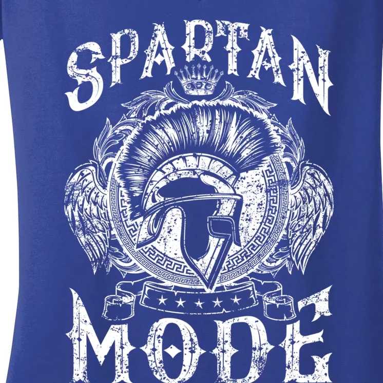 Spartan Mode Helmet Gym Warrior Fitness Beast Sparta Workout Gift Women's V-Neck T-Shirt