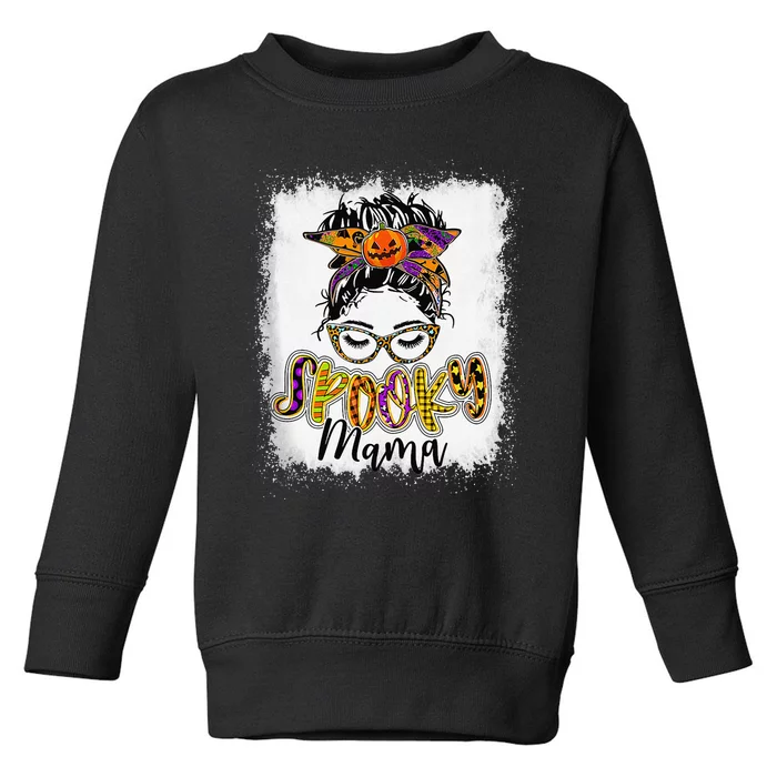 Spooky Mama Halloween Skull Witchy Mama Witch Mom Spooky Toddler Sweatshirt