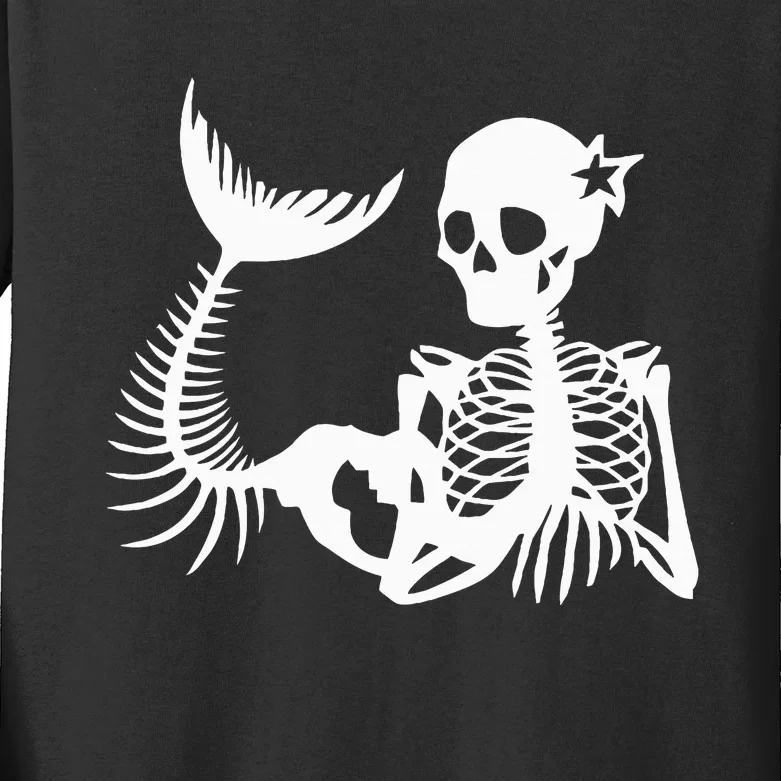 Skeleton Mermaid Halloween Kids Long Sleeve Shirt