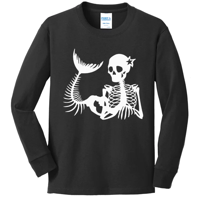 Skeleton Mermaid Halloween Kids Long Sleeve Shirt