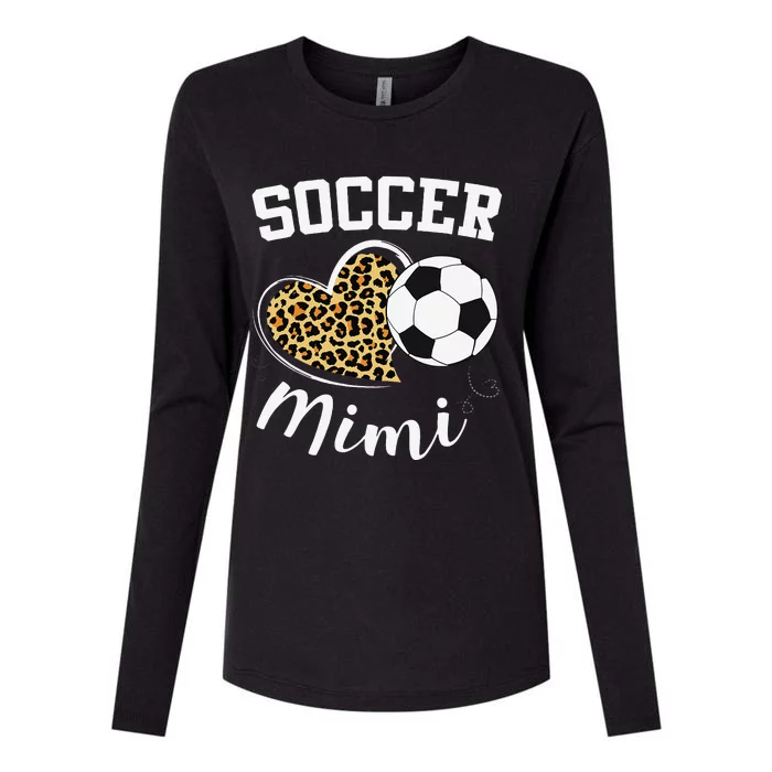 Soccer Mimi Heart Leopard Mom Grandma Mothers Day Womens Cotton Relaxed Long Sleeve T-Shirt