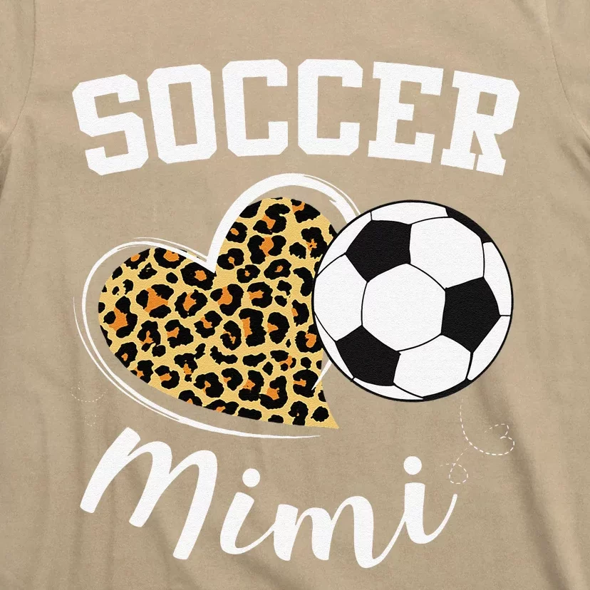 Soccer Mimi Heart Leopard Mom Grandma Mothers Day T-Shirt