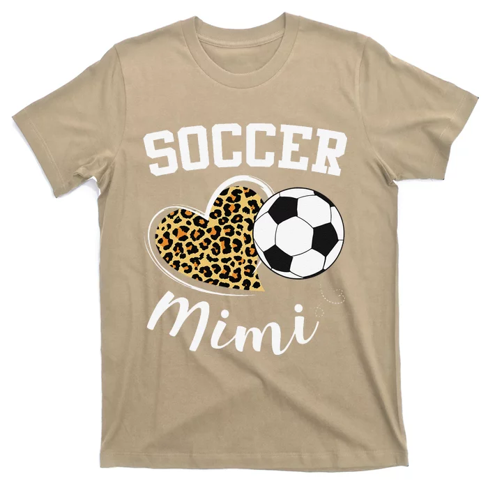 Soccer Mimi Heart Leopard Mom Grandma Mothers Day T-Shirt