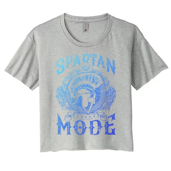 Spartan Mode Helmet Gym Warrior Fitness Beast Sparta Workout Gift Women's Crop Top Tee