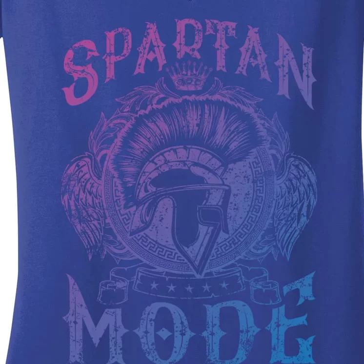 Spartan Mode Helmet Gym Warrior Fitness Beast Sparta Workout Gift Women's V-Neck T-Shirt